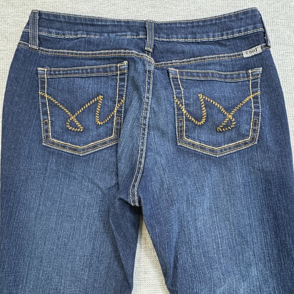 Cruel Womens Size 32/13 S Blue Denim Hannah Flared Leg Jeans Frayed Split Hem - Picture 4 of 13